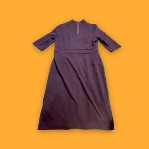 Adrianna Papell Plum Purple Career Mock Tunic V Neck Midi Dress Size 12